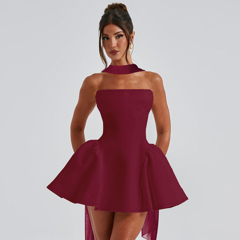 Top Dress With Back Zipper Design Ins Fashion Short Dress